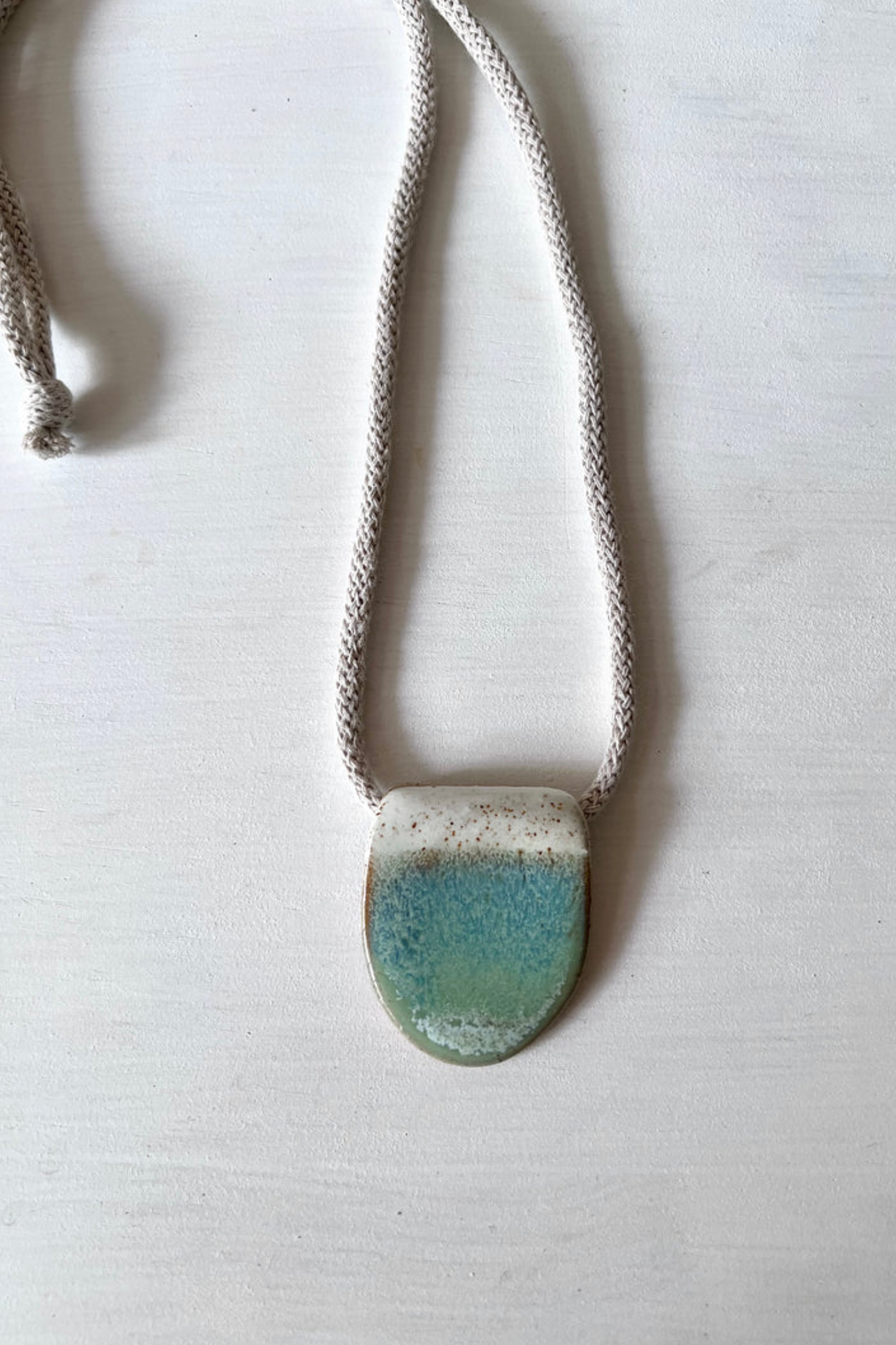 Woodfolk Natural Accessories Eucalyptus Half Oval Ceramic Necklace