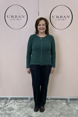 Mansted Denmark Ivory Raglan Cardi in Emerald