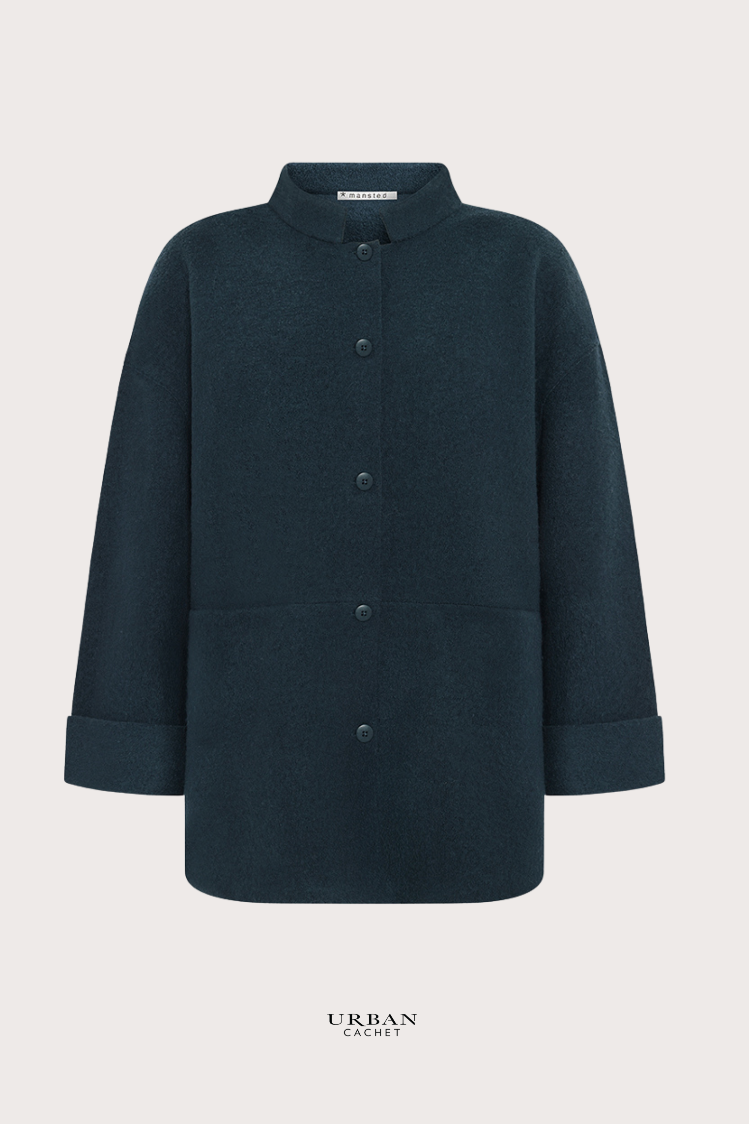 Mansted Denmark Bona Boiled Wool Jacket in Dark Aqua