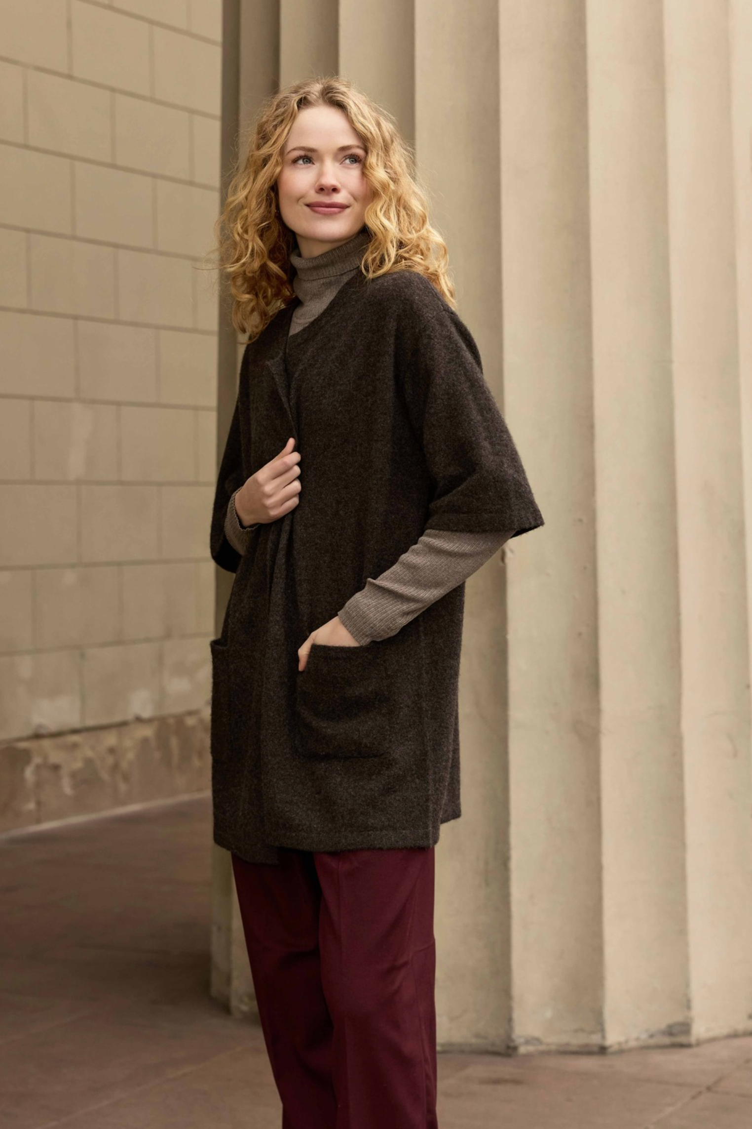 Mansted Denmark Harmony Yak Blend Clutch Cardi in Dark Brown