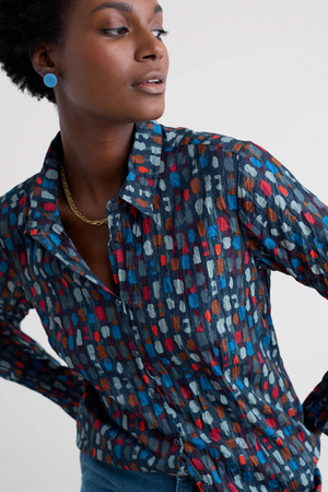 Seasalt Cornwall Larissa Shirt in Dye Strokes Dark Lugger