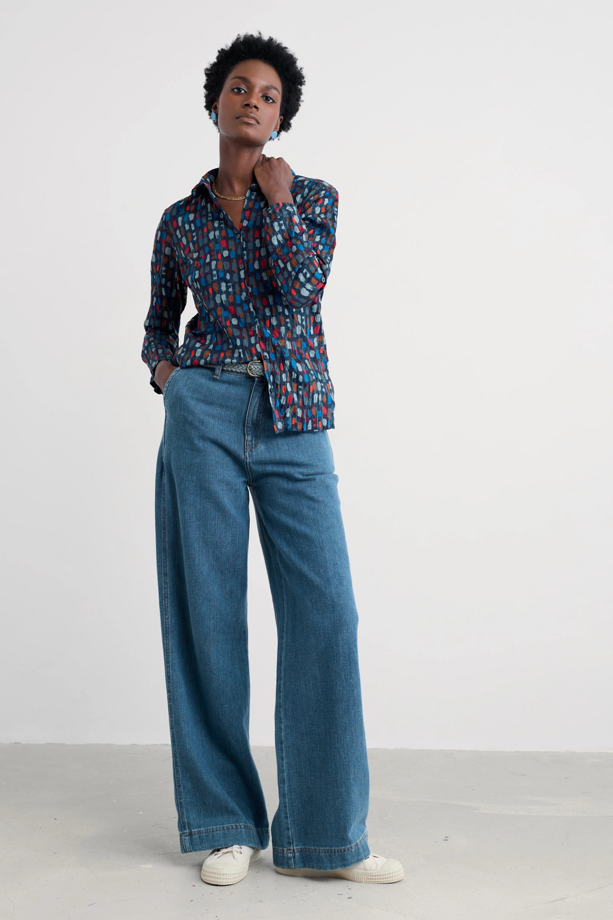 Seasalt Cornwall Larissa Shirt in Dye Strokes Dark Lugger