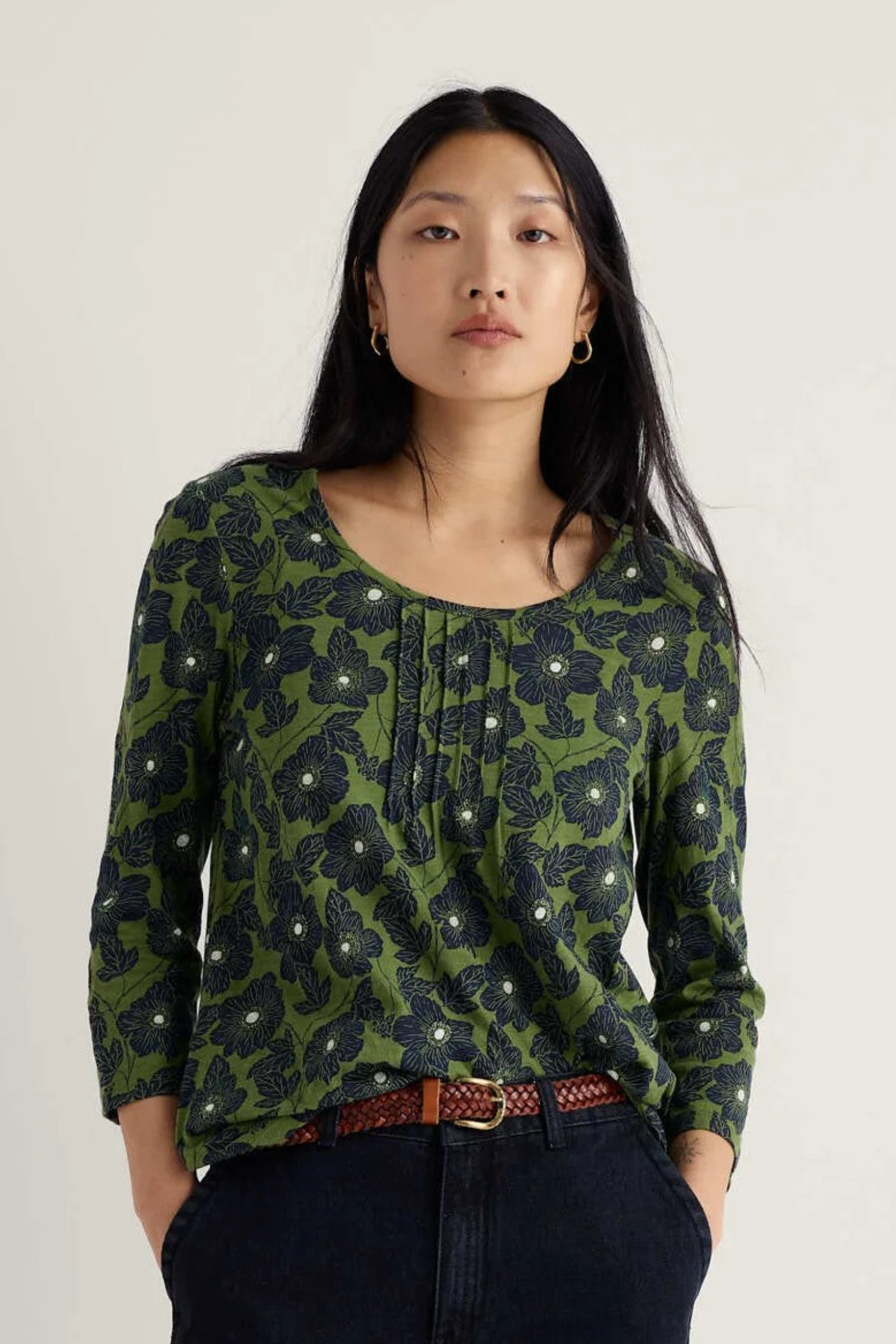 Seasalt Cornwall Penhollow Top in Anemone Sketch Cedar Green