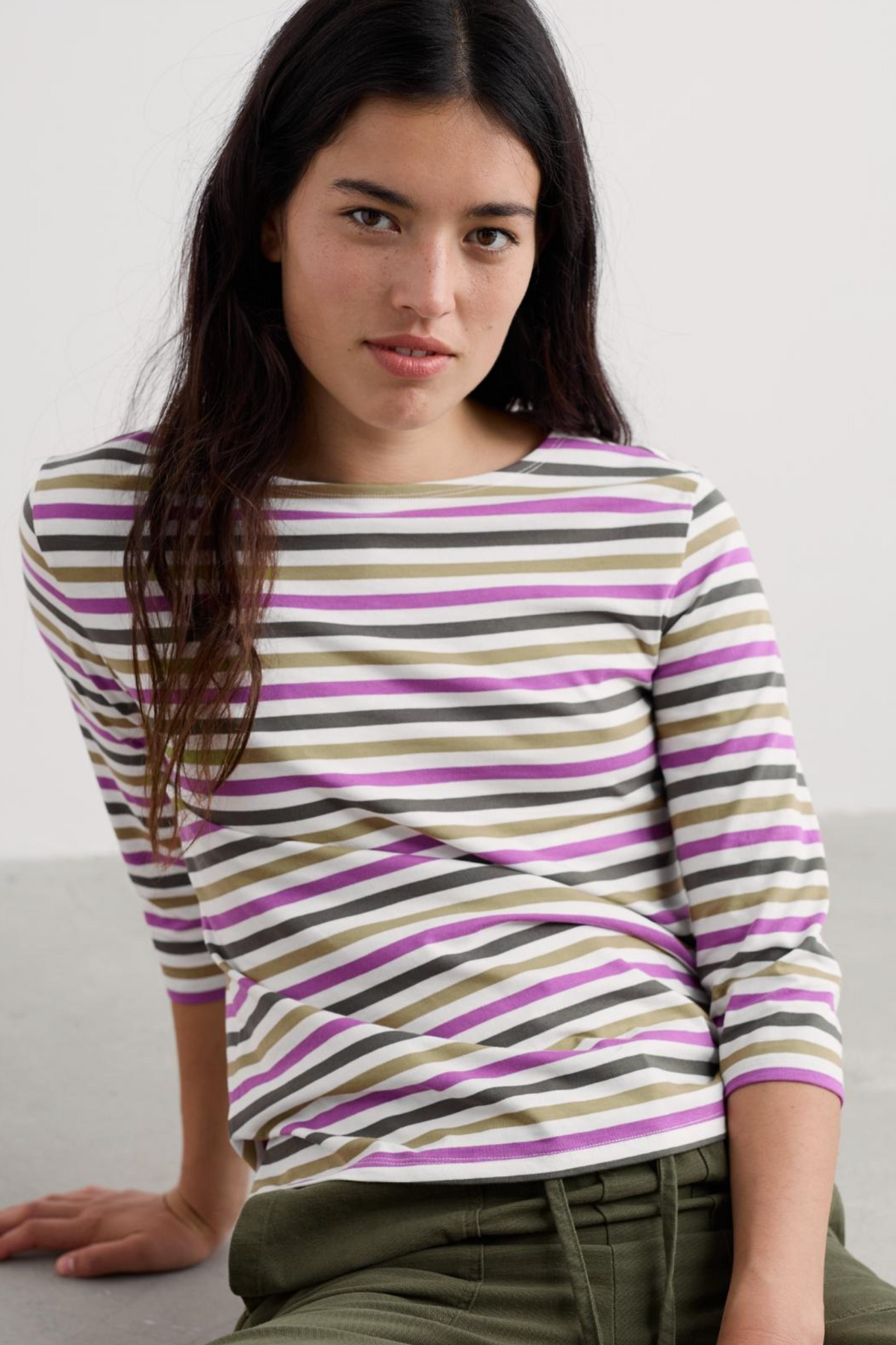 Seasalt Cornwall Sailor Top in Tri Mini Cornish Fennel