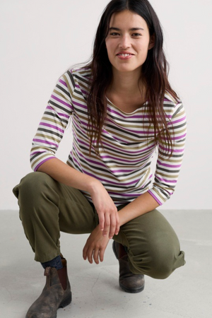 Seasalt Cornwall Sailor Top in Tri Mini Cornish Fennel
