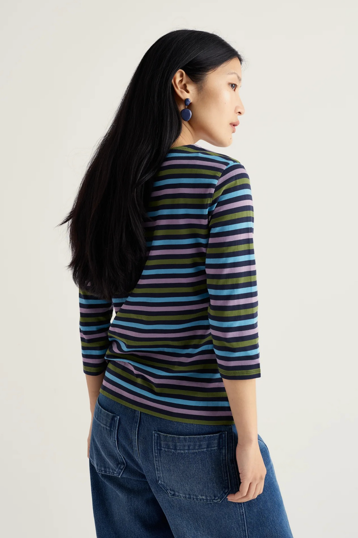 Seasalt Cornwall Sailor Top in Tri Mini Cornish Lagoon