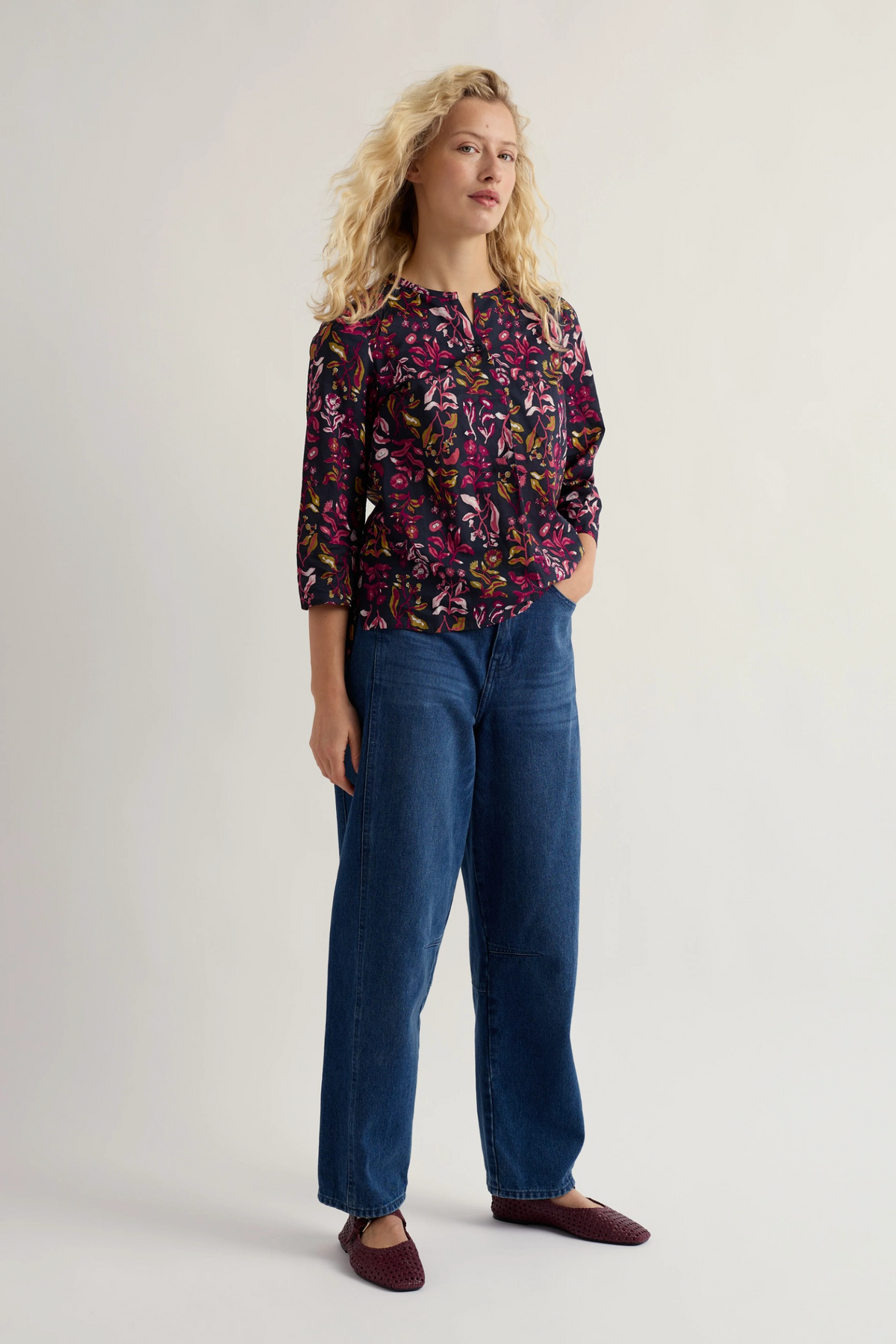 Seasalt Cornwall Watercolour Sketch Top in Inky Botanical Maritime