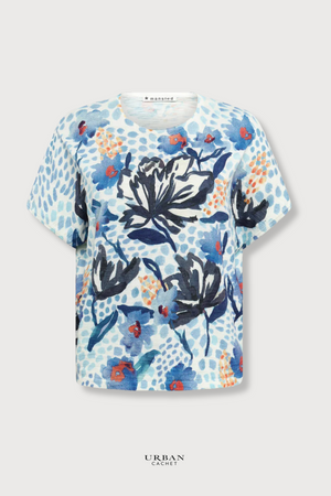 Mansted Denmark Dicte Water Colour Top in Sky