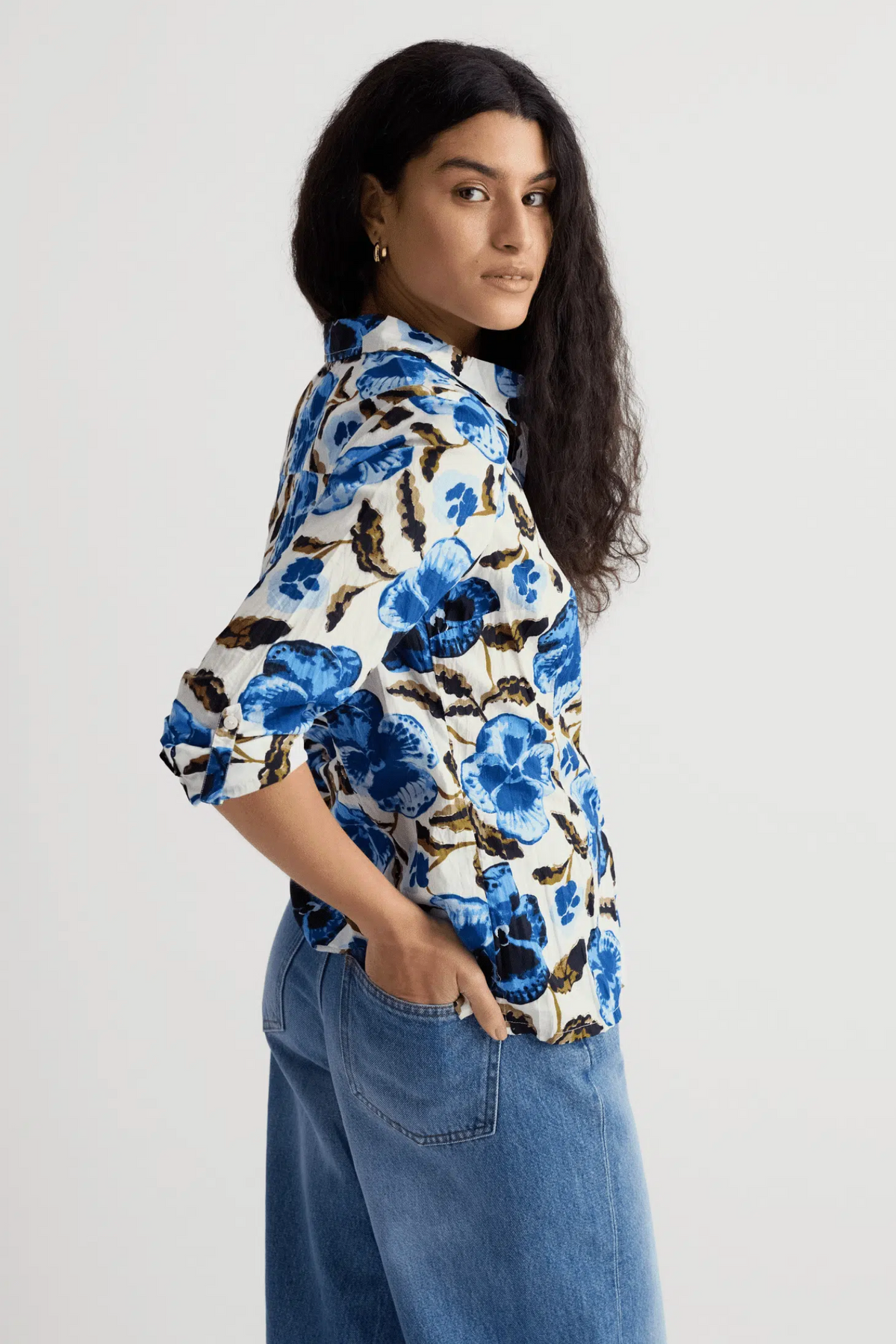 Seasalt Cornwall Larissa Shirt in Spring Pansy Chalk