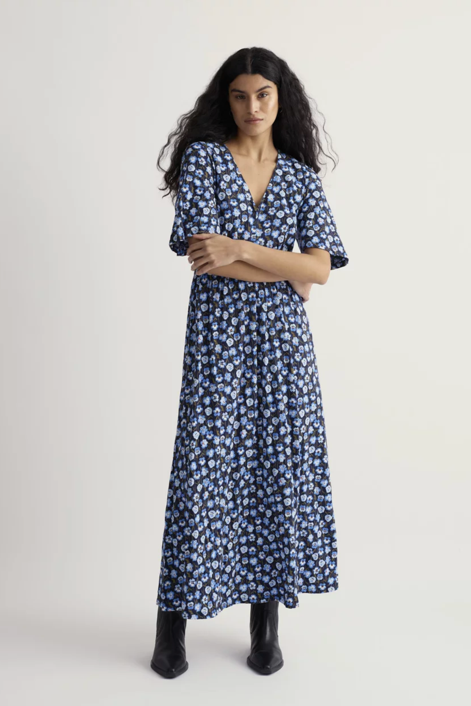 Seasalt Cornwall Chateaux Dress in Pressed Pansies Sail