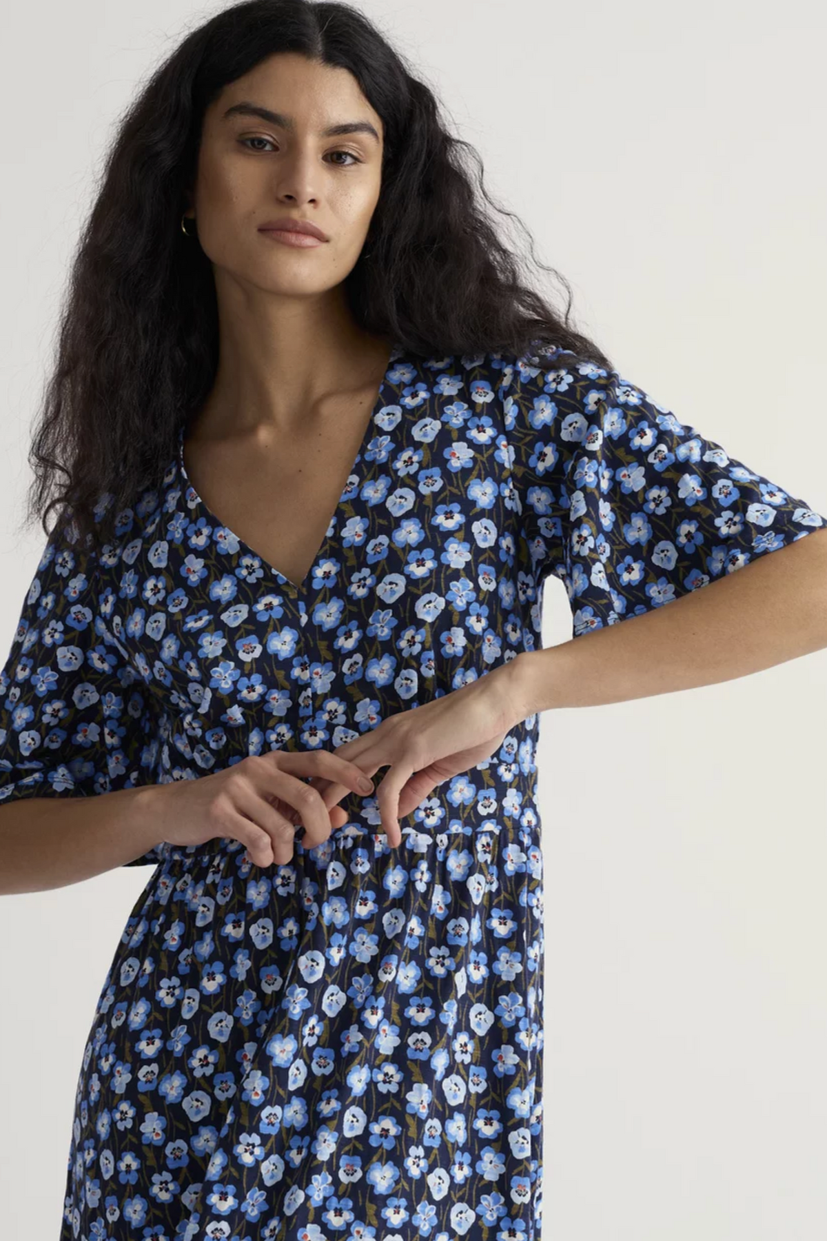 Seasalt Cornwall Chateaux Dress in Pressed Pansies Sail