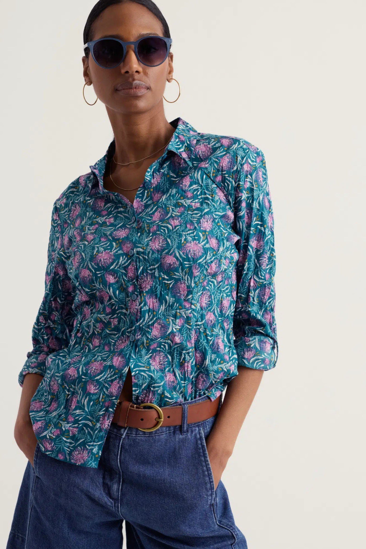 Seasalt Cornwall Larissa Shirt in Pin Cushion Protea Storm