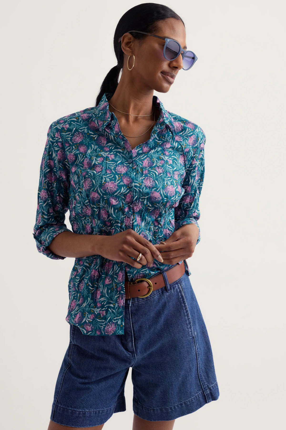 Seasalt Cornwall Larissa Shirt in Pin Cushion Protea Storm