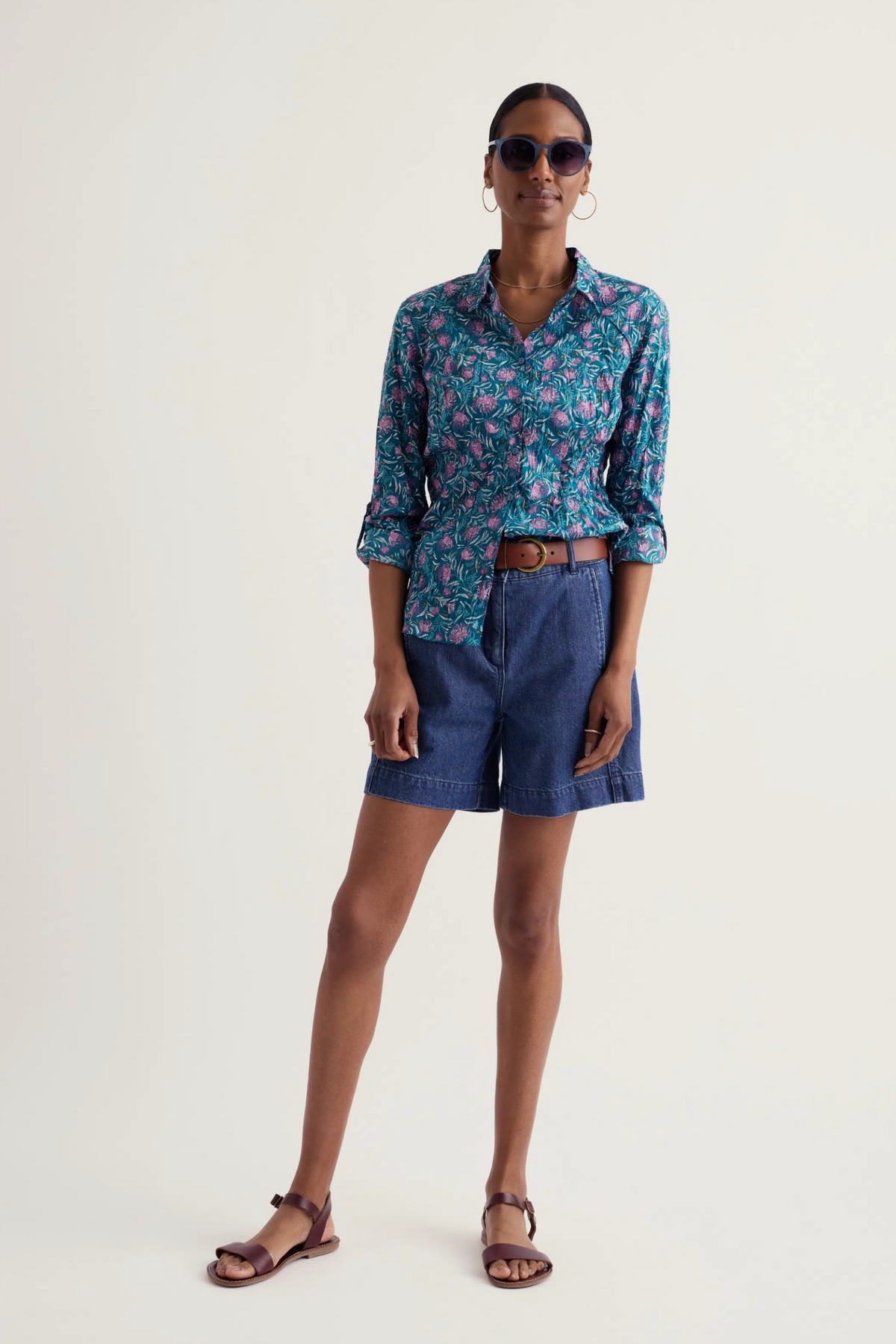 Seasalt Cornwall Larissa Shirt in Pin Cushion Protea Storm