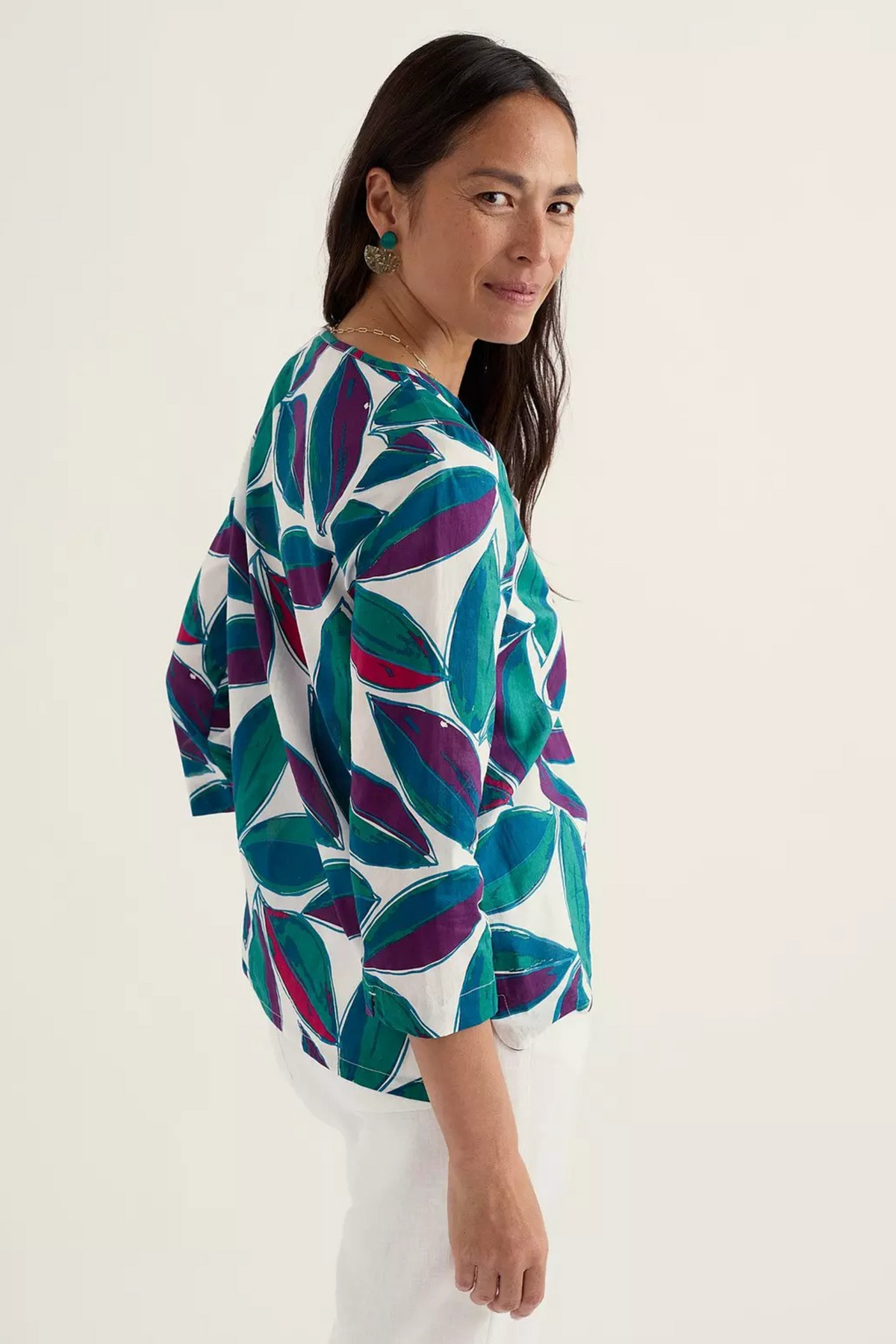 Seasalt Cornwall Watercolour Sketch Top in Lily Leaf Chalk