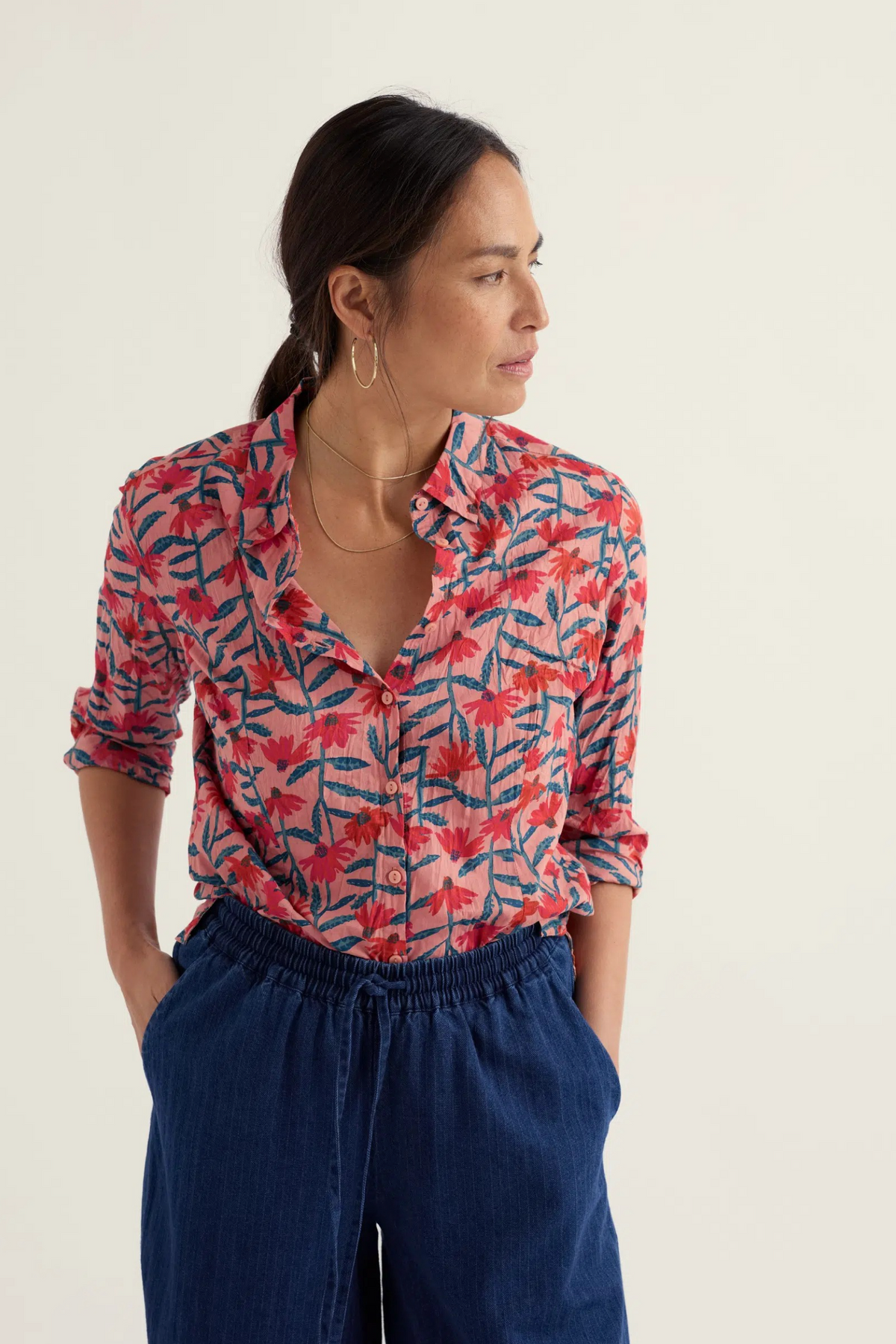 Seasalt Cornwall Larissa Shirt in Echinacea Stems Rosehip