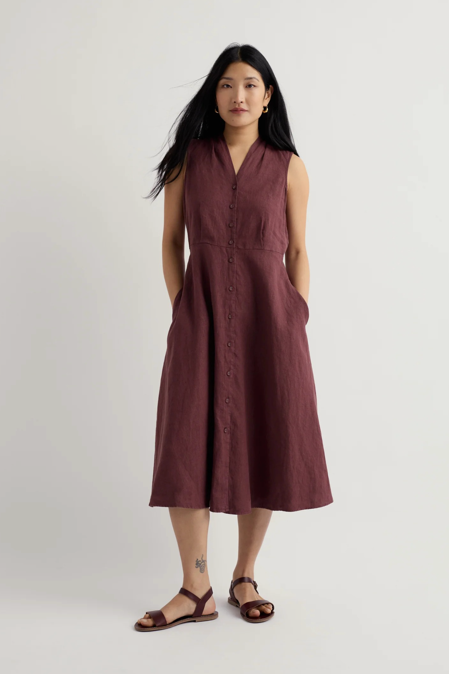 Seasalt Cornwall Sleeveless Carved Wood Dress in Cacao