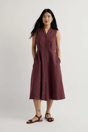 Seasalt Cornwall Sleeveless Carved Wood Dress in Cacao