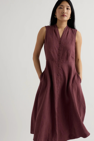 Seasalt Cornwall Sleeveless Carved Wood Dress in Cacao