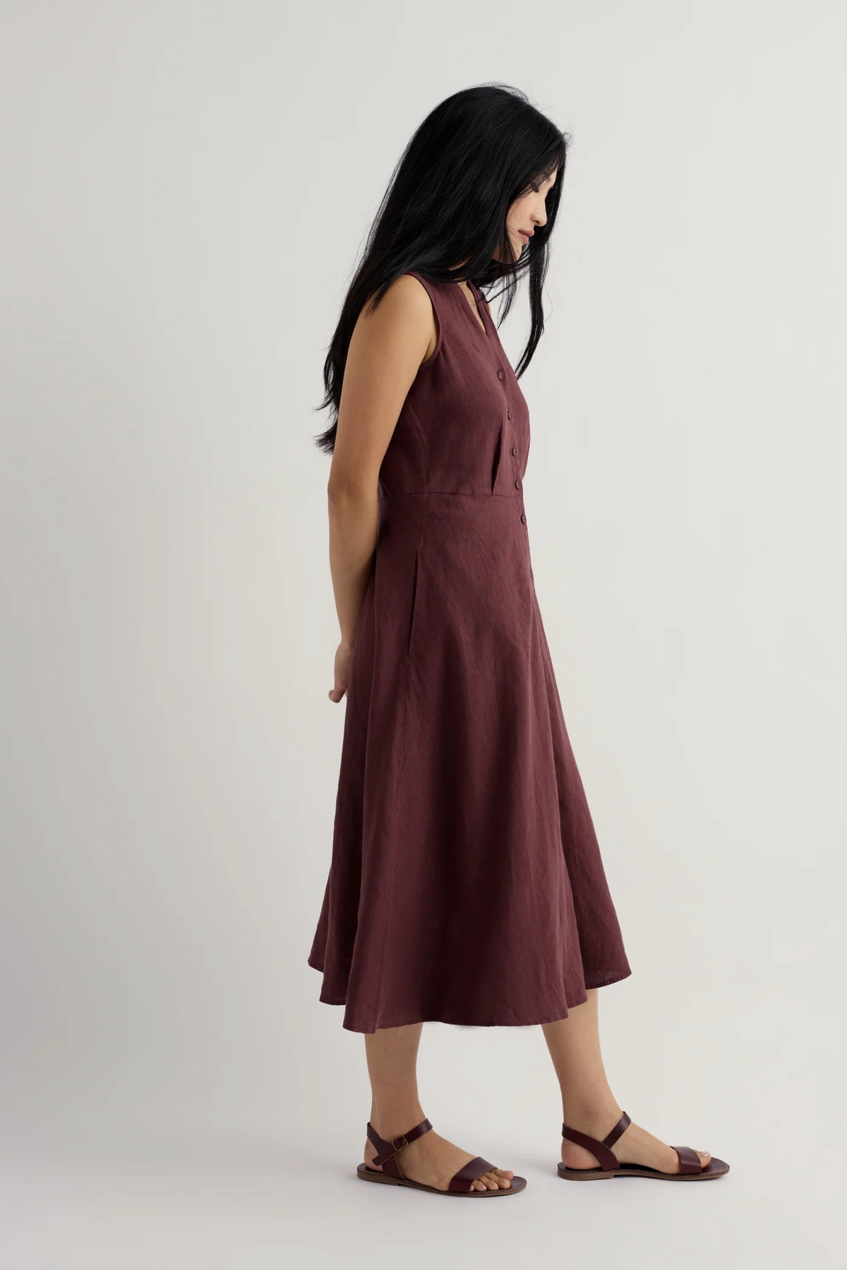 Seasalt Cornwall Sleeveless Carved Wood Dress in Cacao