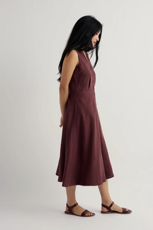 Seasalt Cornwall Sleeveless Carved Wood Dress in Cacao