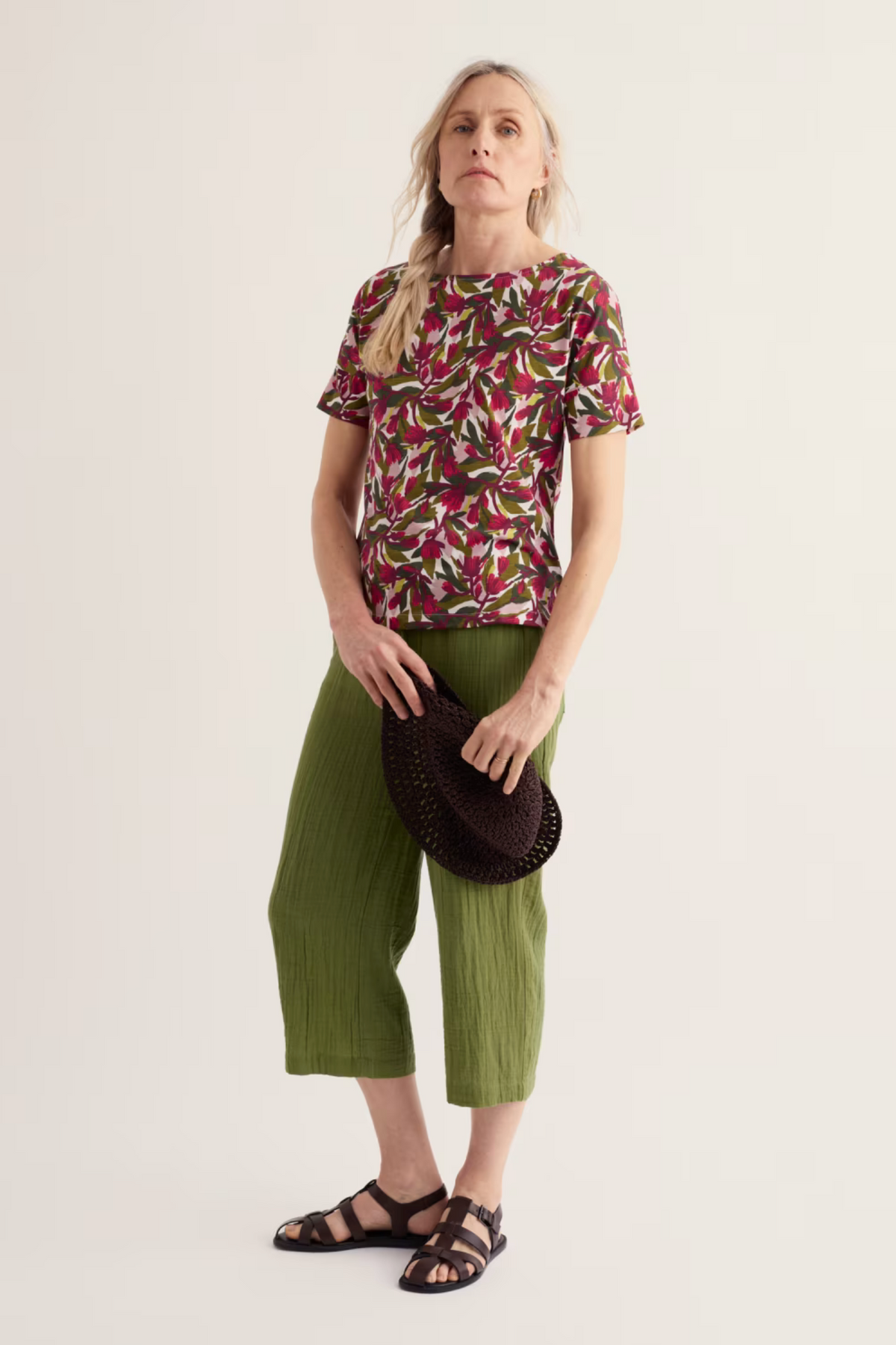 Seasalt Cornwall Bryher View Top in Abstract Protea Chalk