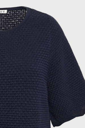Mansted Denmark Wendy Pointelle Top in Navy