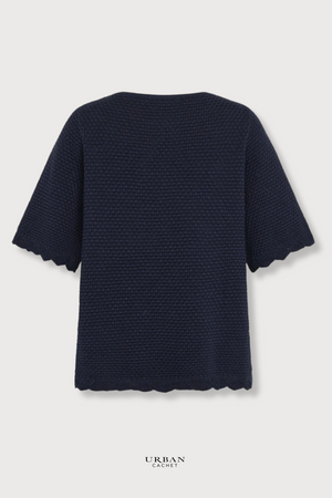 Mansted Denmark Wendy Pointelle Top in Navy