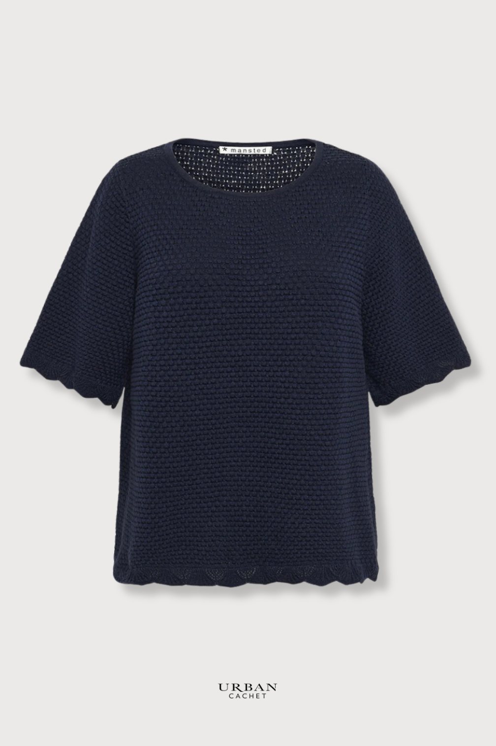 Mansted Denmark Wendy Pointelle Top in Navy