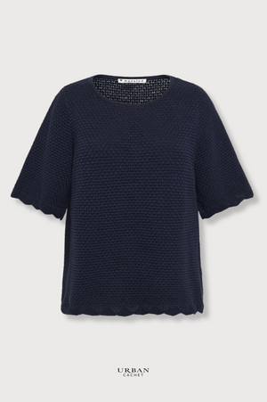 Mansted Denmark Wendy Pointelle Top in Navy