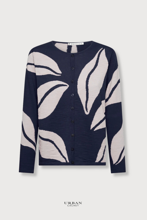 Mansted Denmark Eco Leaf Love Cardigan in Navy