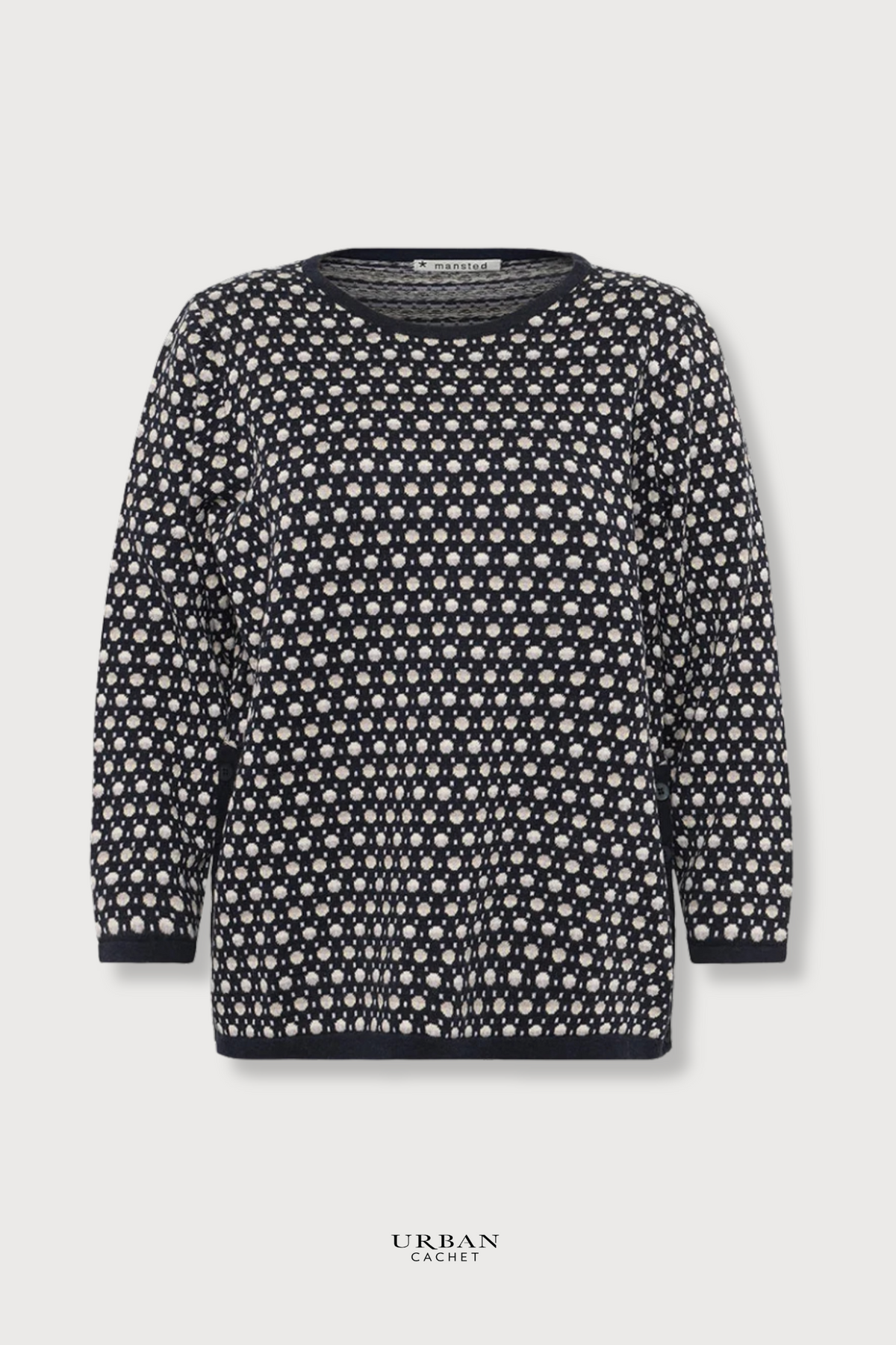 Mansted Denmark Poppie Eco Dash Dot Crew in Navy