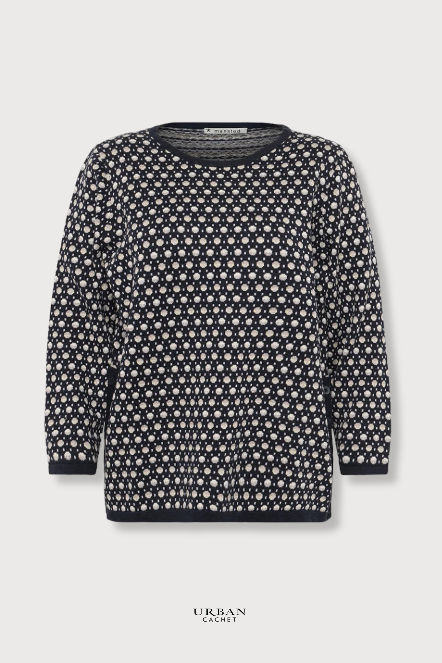 Mansted Denmark Poppie Eco Dash Dot Crew in Navy