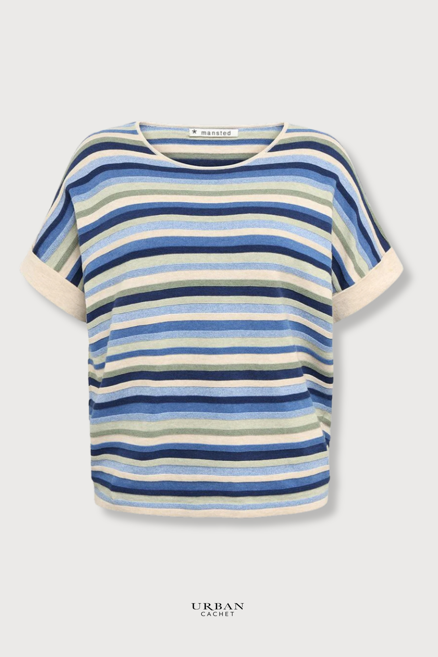 Mansted Denmark Andie Eco Link Stripe Wedge Top in Blue