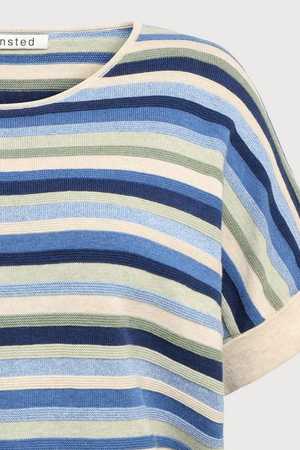 Mansted Denmark Andie Eco Link Stripe Wedge Top in Blue