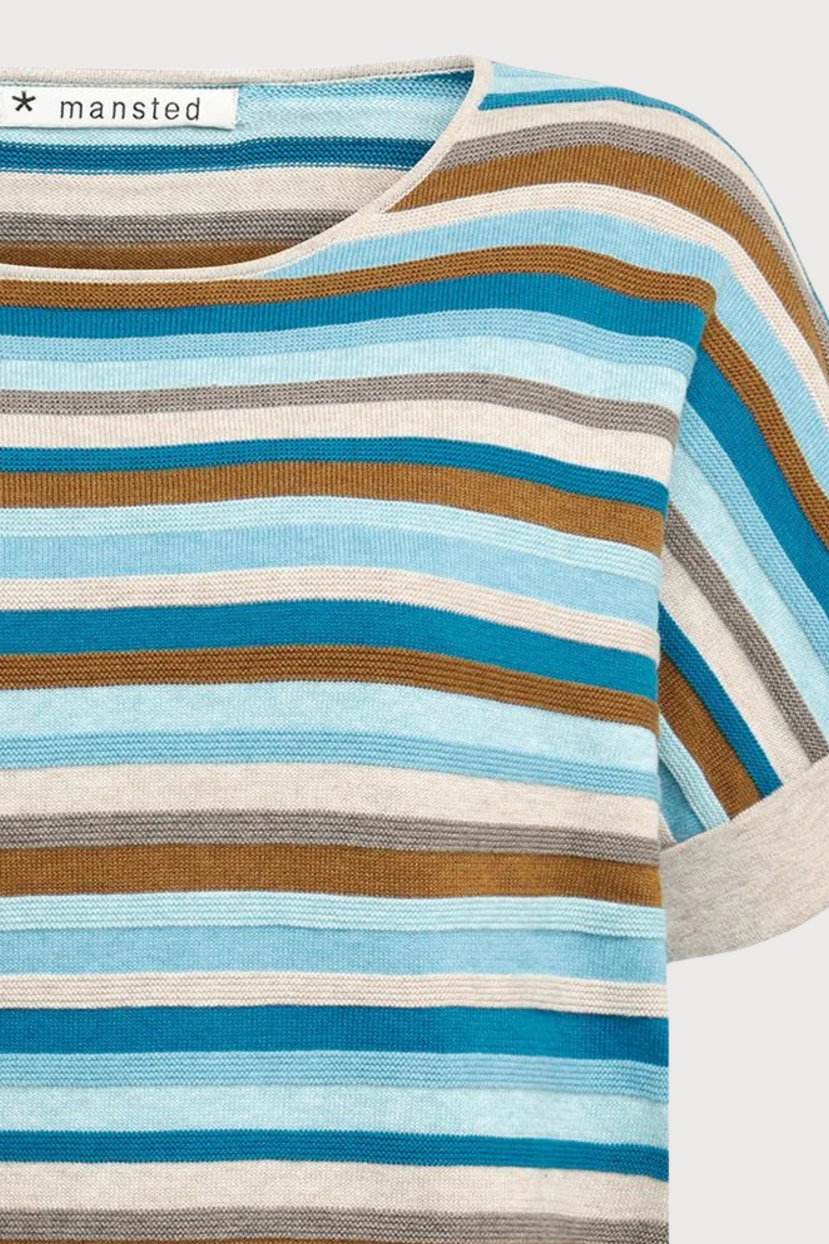 Mansted Denmark Andie Eco Link Stripe Wedge Top in Turquoise