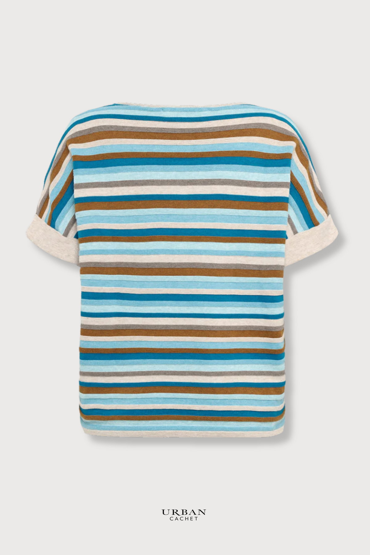 Mansted Denmark Andie Eco Link Stripe Wedge Top in Turquoise