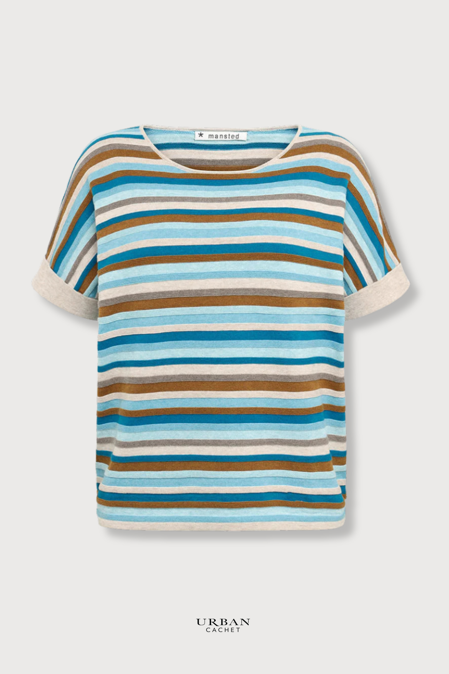 Mansted Denmark Andie Eco Link Stripe Wedge Top in Turquoise