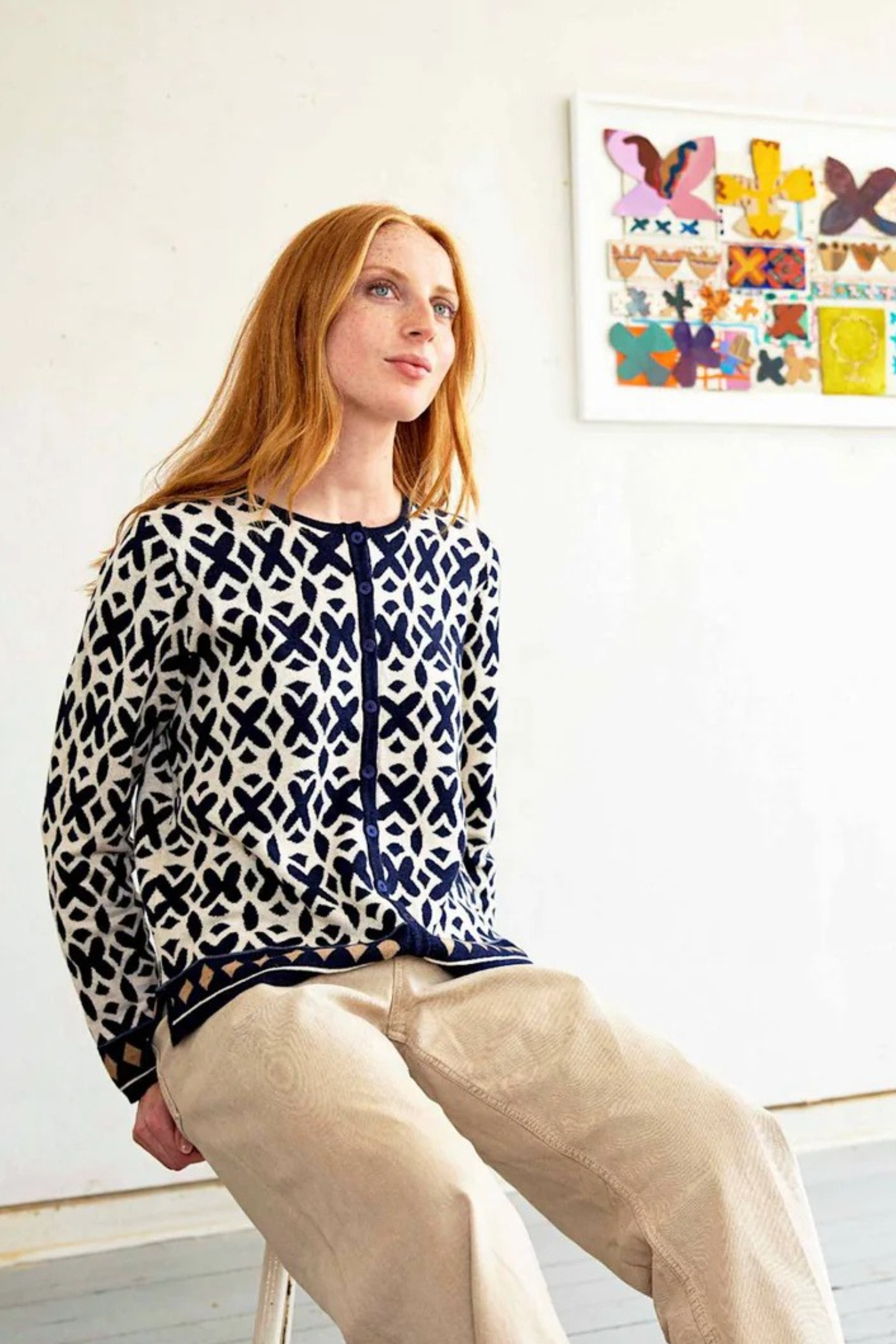 Mansted Denmark Tide Eco Moths Cardigan in Navy