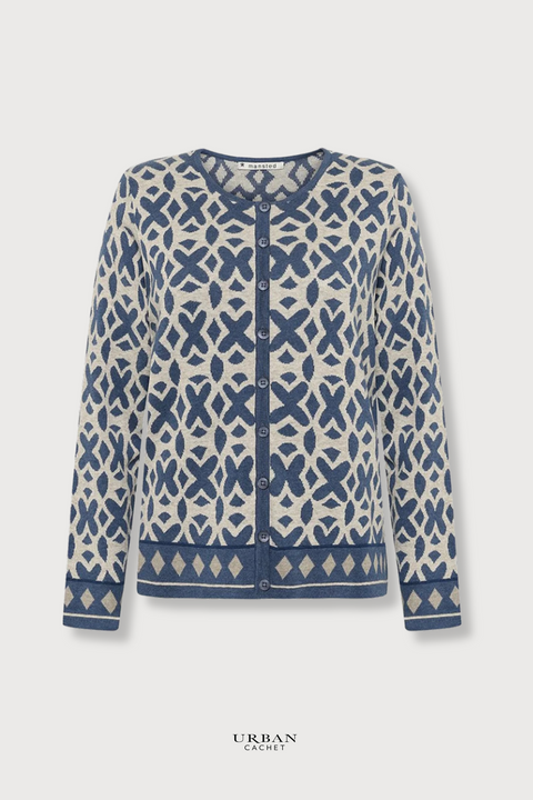 Mansted Denmark Tide Eco Moths Cardigan in Midnight