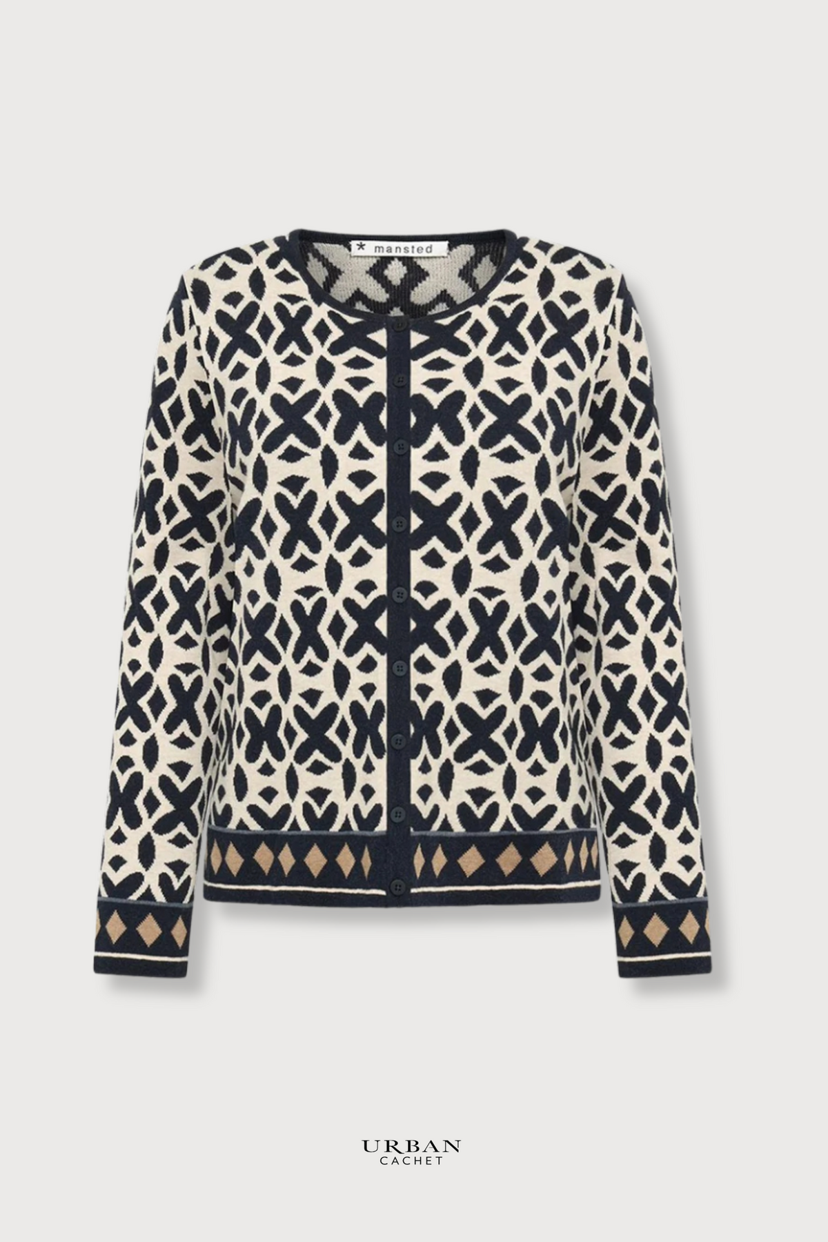 Mansted Denmark Tide Eco Moths Cardigan in Navy