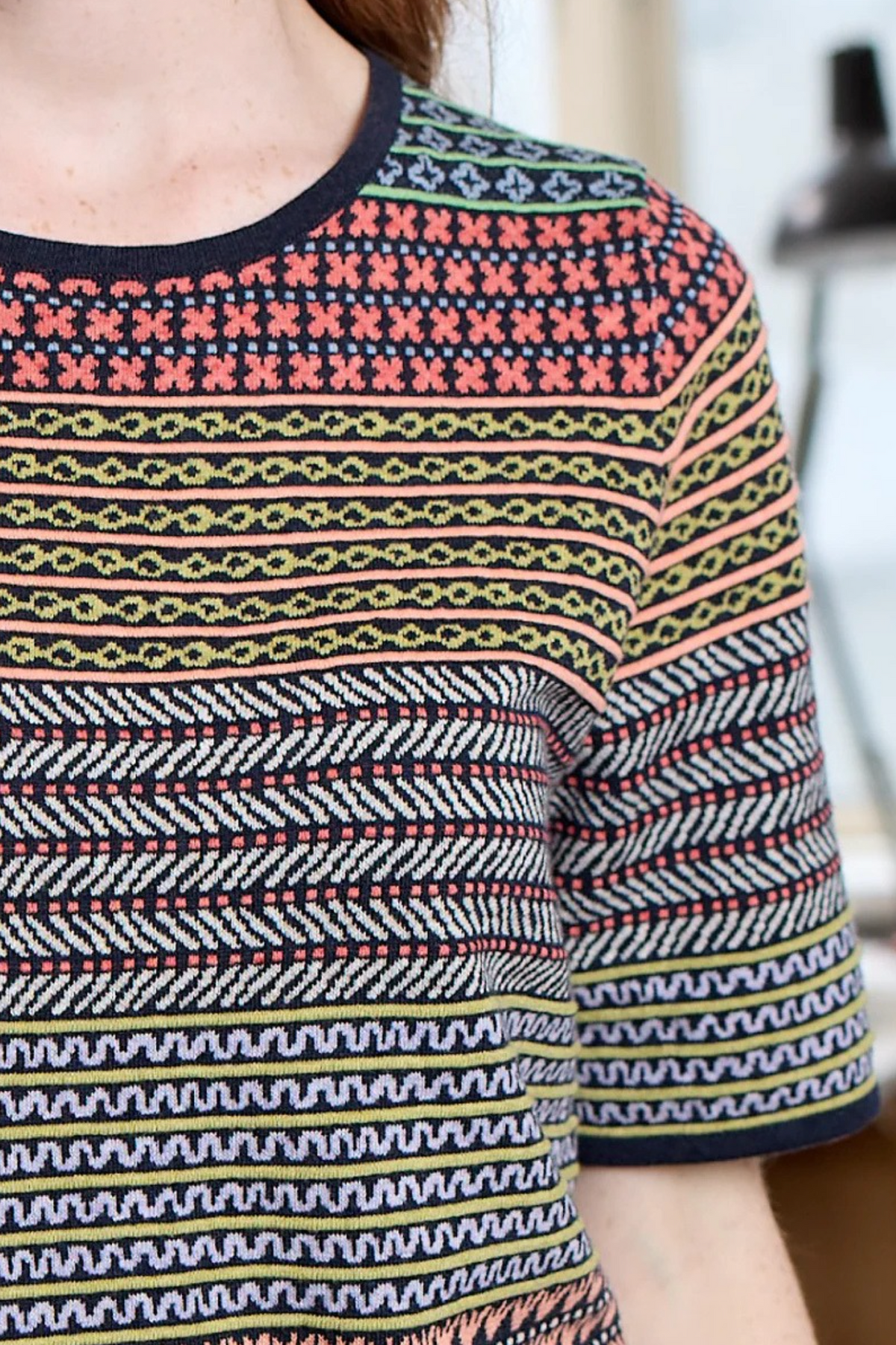 Mansted Denmark Hilde Eco Jacquard Tee in Navy