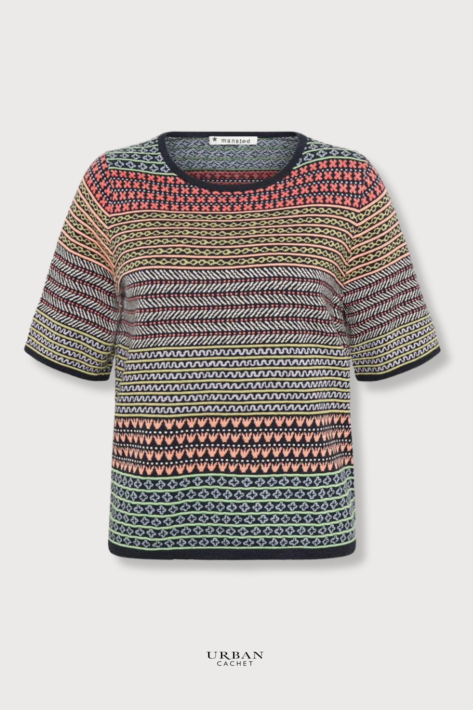 Mansted Denmark Hilde Eco Jacquard Tee in Navy