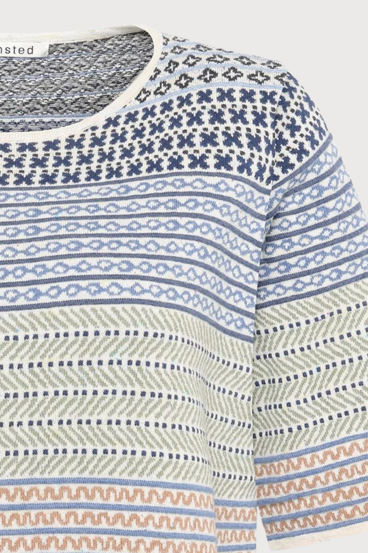 Mansted Denmark Hilde Eco Jacquard Tee in Dark Blue