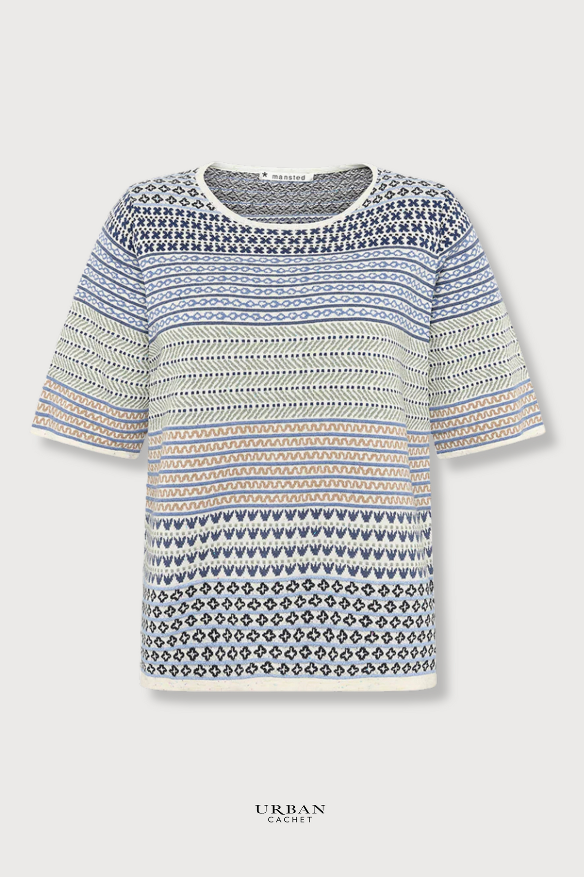 Mansted Denmark Hilde Eco Jacquard Tee in Dark Blue