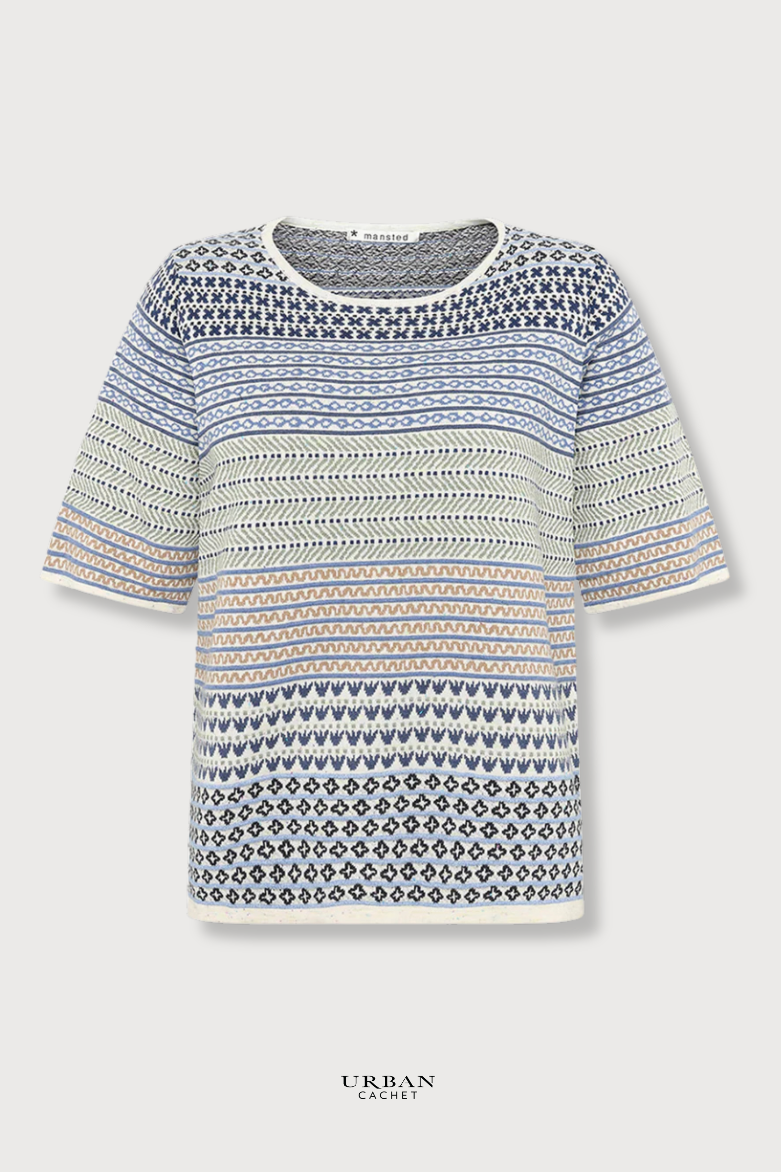 Mansted Denmark Hilde Eco Jacquard Tee in Dark Blue