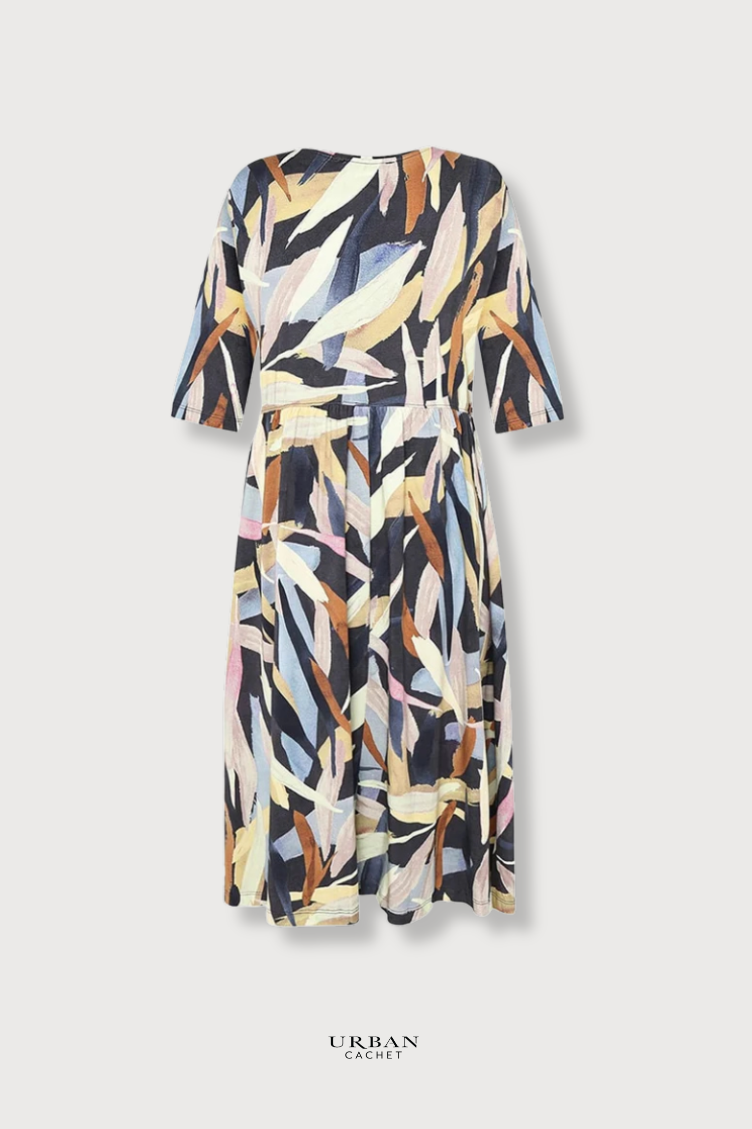 Mansted Denmark Primavera Leaf Jersey Dress in Cold Grey