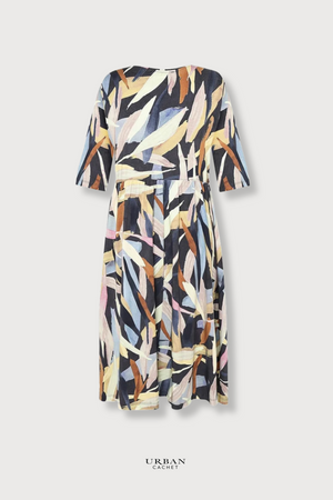Mansted Denmark Primavera Leaf Jersey Dress in Cold Grey