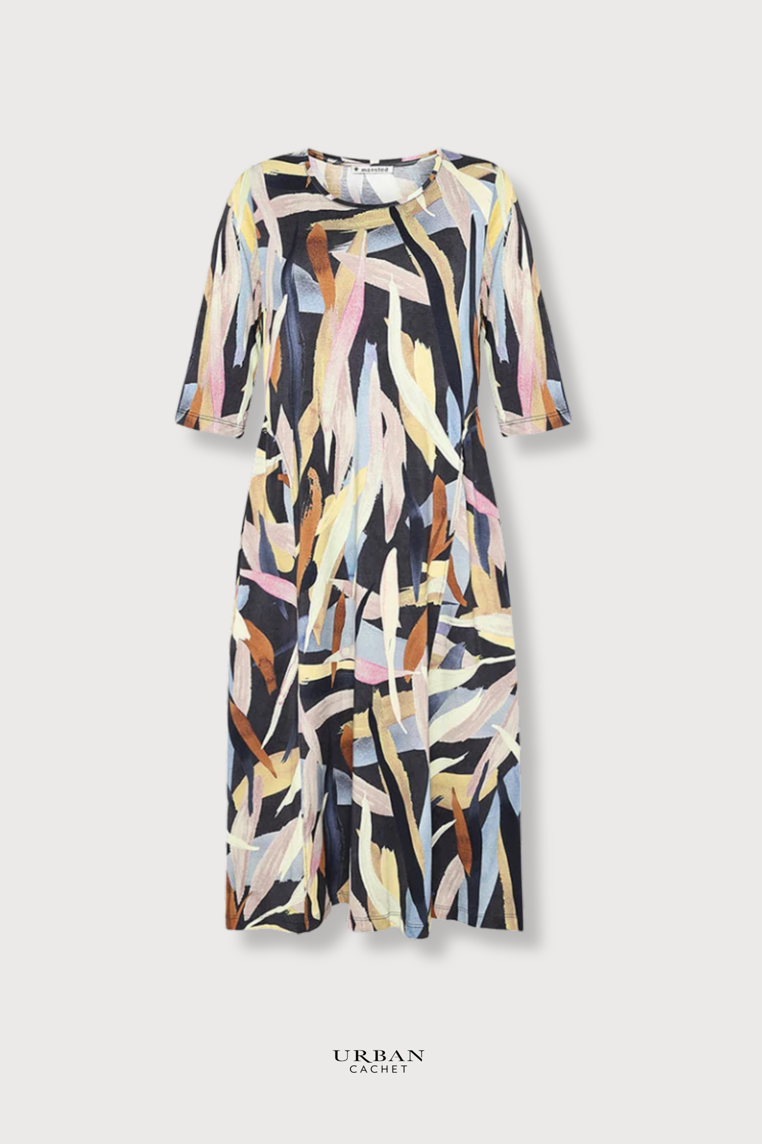 Mansted Denmark Primavera Leaf Jersey Dress in Cold Grey