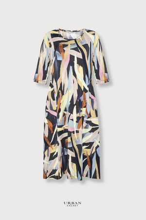 Mansted Denmark Primavera Leaf Jersey Dress in Cold Grey